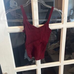 LF Burgundy Ribbed Crop Top